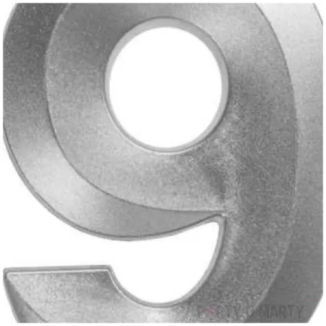 swieczka na tort cyfra 9 srebrna jix 12 cm