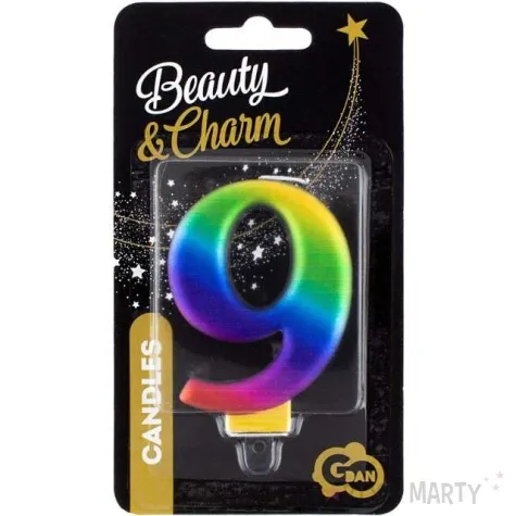 swieczka na tort cyfra 9 teczowa godan 9 5 cm