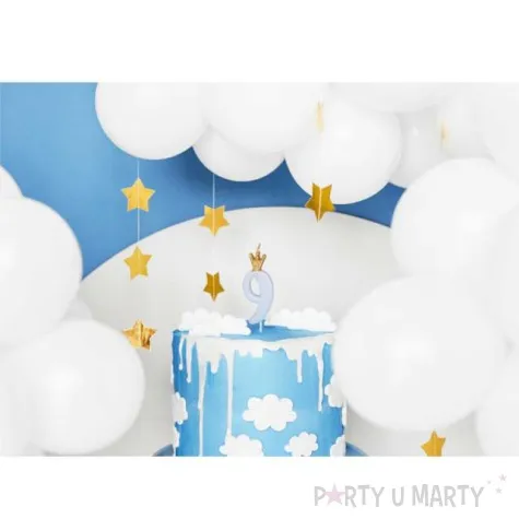 swieczka na tort cyfra 9 w koronie blekitna partydeco 9 5 cm