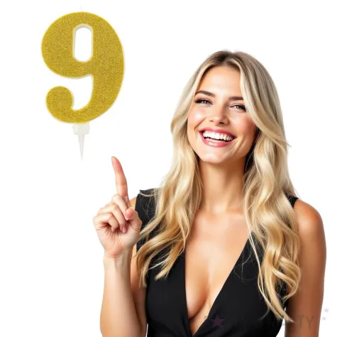 swieczka na tort cyfra 9 zlota brokatowa givi 15 5 cm