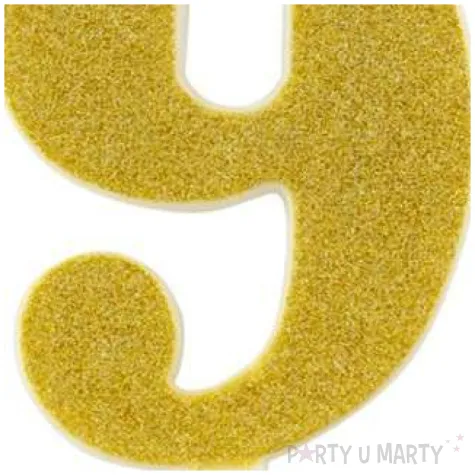 swieczka na tort cyfra 9 zlota brokatowa givi 15 5 cm