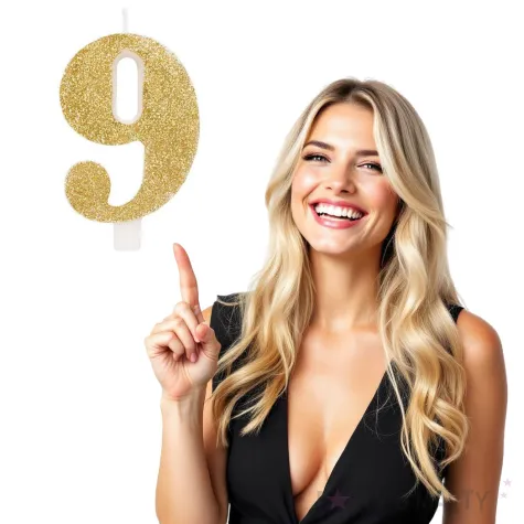 swieczka na tort cyfra 9 zlota brokatowa givi 9 5 cm