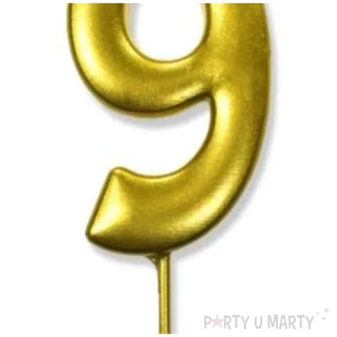 swieczka na tort cyfra 9 zlota dekoracjepolska 6 5 cm