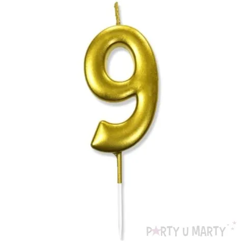 swieczka na tort cyfra 9 zlota dekoracjepolska 6 5 cm
