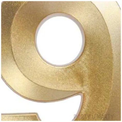 swieczka na tort cyfra 9 zlota jix 12 cm