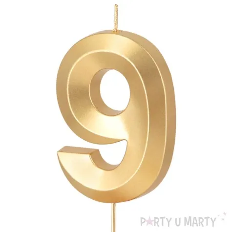 swieczka na tort cyfra 9 zloty partypal 6 5 cm