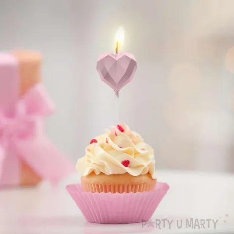 swieczka na tort diamentowe serce rose gold godan 10 5 cm