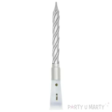 swieczka na tort grajaca srebrna partypal