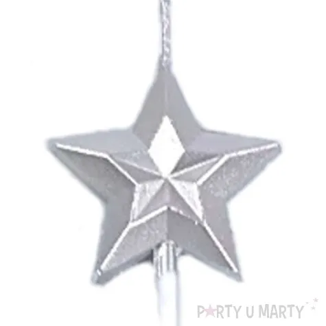 swieczka na tort gwiazdka srebrny jix 9 5 cm