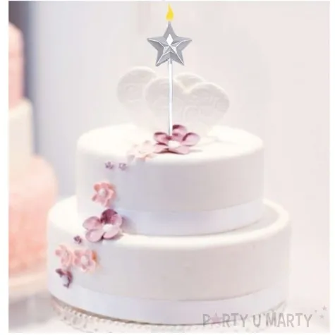 swieczka na tort gwiazdka srebrny jix 9 5 cm