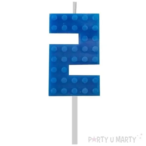 swieczka na tort klocki cyfra 2 niebieski godan 5 5 cm