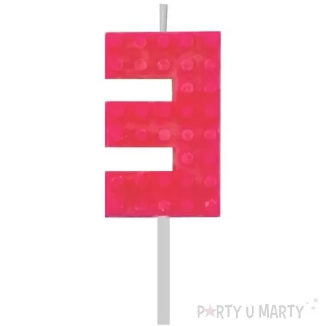 swieczka na tort klocki cyfra 3 czerwona godan 5 5 cm