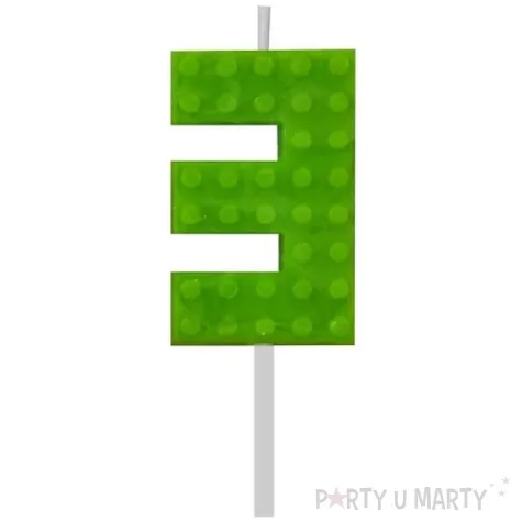 swieczka na tort klocki cyfra 3 zielona godan 5 5 cm