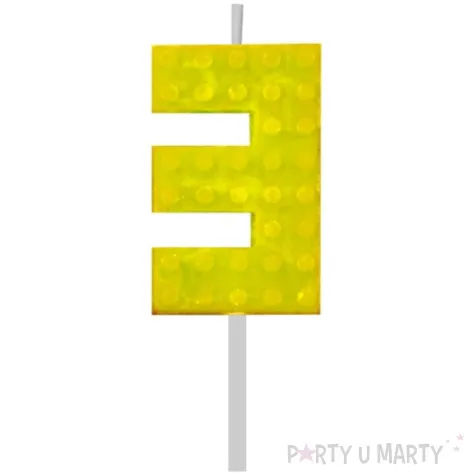 swieczka na tort klocki cyfra 3 zolta godan 5 5 cm