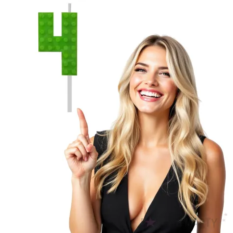 swieczka na tort klocki cyfra 4 zielona godan 5 5 cm