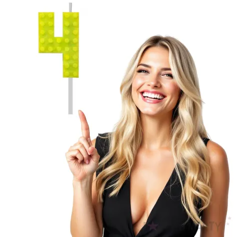 swieczka na tort klocki cyfra 4 zolta godan 5 5 cm