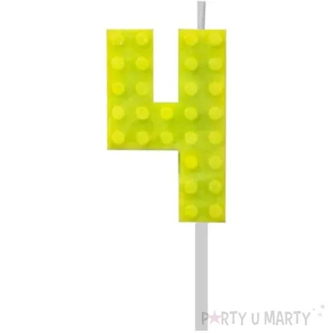 swieczka na tort klocki cyfra 4 zolta godan 5 5 cm