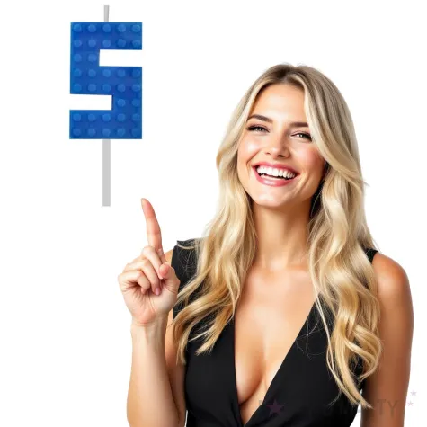 swieczka na tort klocki cyfra 5 niebieska godan 5 5 cm