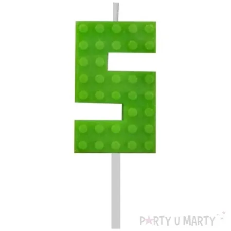 swieczka na tort klocki cyfra 5 zielona godan 5 5 cm