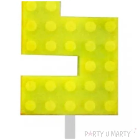 swieczka na tort klocki cyfra 5 zolta godan 5 5 cm