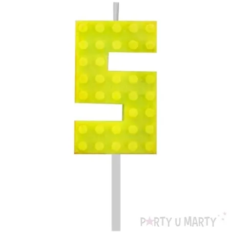 swieczka na tort klocki cyfra 5 zolta godan 5 5 cm