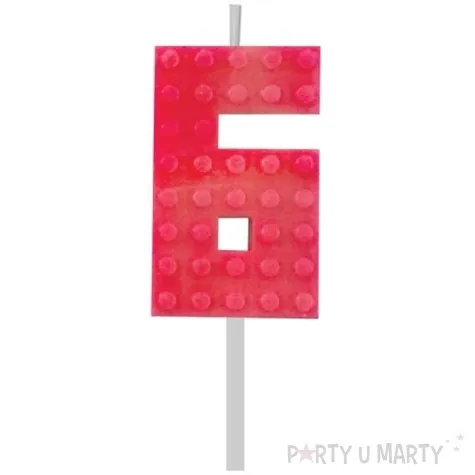 swieczka na tort klocki cyfra 6 czerwona godan 5 5 cm