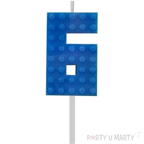 swieczka na tort klocki cyfra 6 niebieska godan 5 5 cm