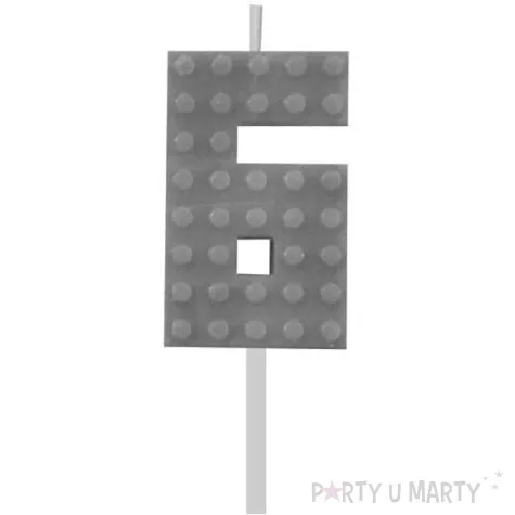 swieczka na tort klocki cyfra 6 szara godan 5 5 cm