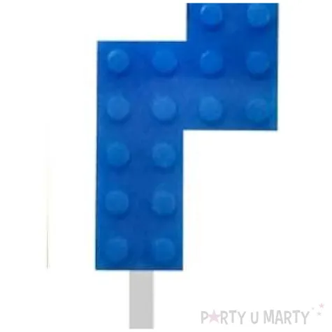 swieczka na tort klocki cyfra 7 niebieska godan 5 5 cm