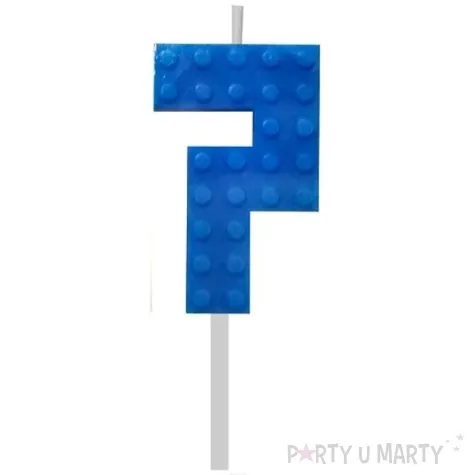swieczka na tort klocki cyfra 7 niebieska godan 5 5 cm