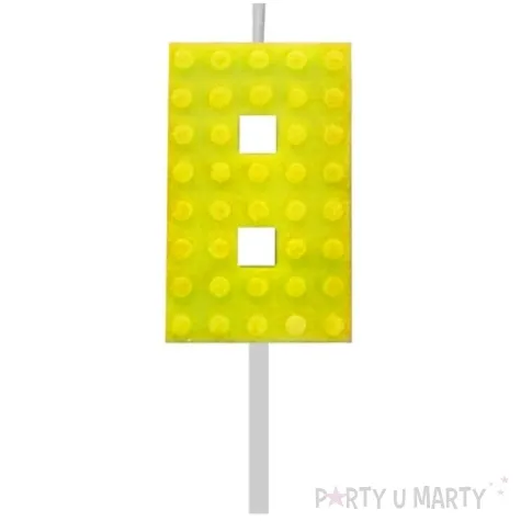 swieczka na tort klocki cyfra 8 zolta godan 5 5 cm