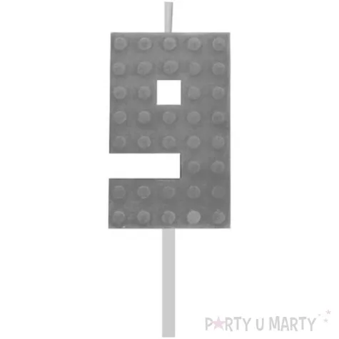 swieczka na tort klocki cyfra 9 szara godan 5 5 cm