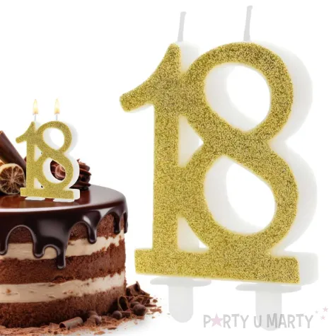 swieczka na tort liczba 18 zlota partydeco 1 szt