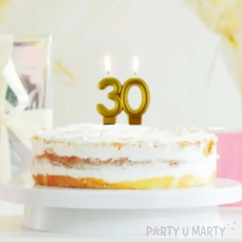 swieczka na tort liczba 30 beauty and charm zloty godan 8 cm