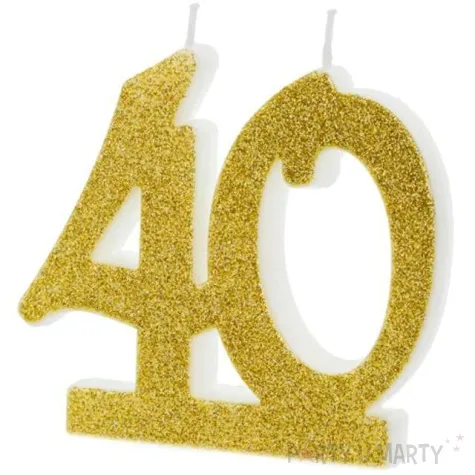 swieczka na tort liczba 40 zlota partydeco