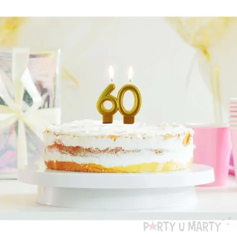 swieczka na tort liczba 60 beauty and charm zloty godan 8 cm