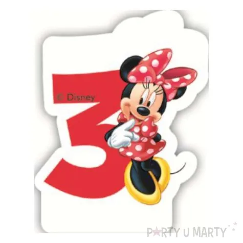swieczka na tort myszka minnie cyfra 3 procos 6 cm