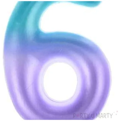 swieczka na tort ombre cyfra 6 fioletowo niebieska arpex 6 cm