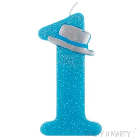 swieczka na tort pierwsze urodziny cyferka 1 niebieska godan 9 cm