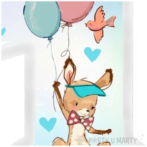 swieczka na tort roczek cyferka 1 z kangurkiem niebieska godan