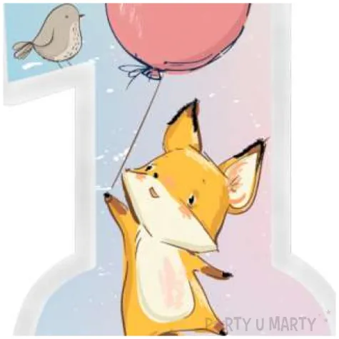 swieczka na tort roczek cyferka 1 z liskiem liliowa godan