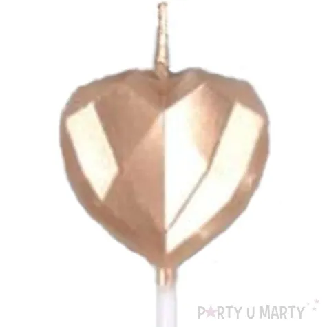 swieczka na tort serduszko zloty jix 9 5 cm