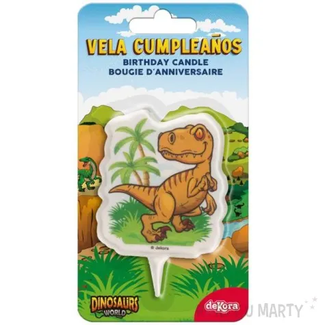 swieczka na tort tyranozaur dinosaurs world dekora 7 5 cm