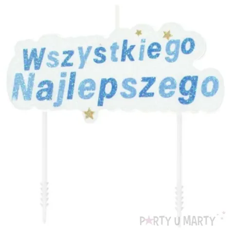 swieczka na tort wszystkiego najlepszego niebieska partypal