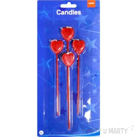 swieczka serca na pikerze czerwone folat 14 cm 4 szt