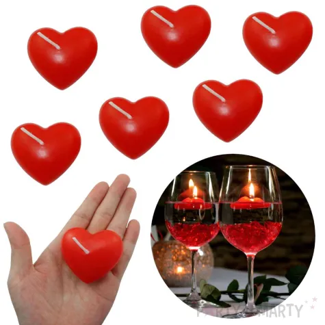 swieczka serce plywajace czerwony arpex 6 szt