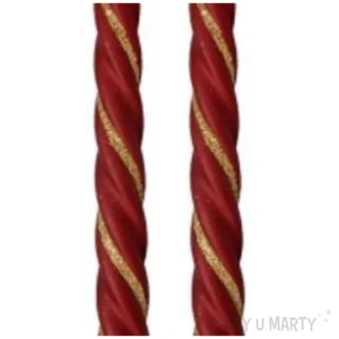 swieczka spiralna stozkowa bordowa z brokatem ravi 2 szt