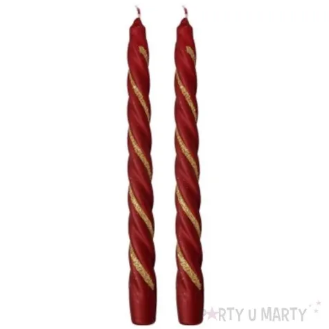 swieczka spiralna stozkowa bordowa z brokatem ravi 2 szt