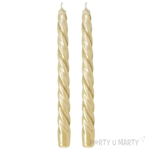 swieczka spiralna stozkowa kremowa z brokatem ravi 2 szt