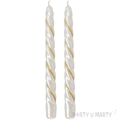 swieczka spiralna stozkowa perlowa z brokatem ravi 2 szt